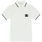Boys White Logo Polo Shirt, 2, hi-res